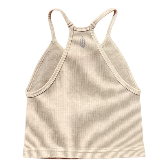 Free People Happiness Runs Tank Top with Logo on back Brushed Taupe Cream NWOT - Picture 2 of 4